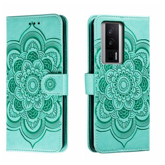 Estuche de cuero para teléfono con patrón de estampado Sun Mandala, For Xiaomi Redmi 10C, For Xiaomi Redmi 12C, For Xiaomi Redmi A1, For Xiaomi Redmi K50 Ultra, For Xiaomi Redmi K60, For Xiaomi Redmi Note 12 5G Global                                   ...