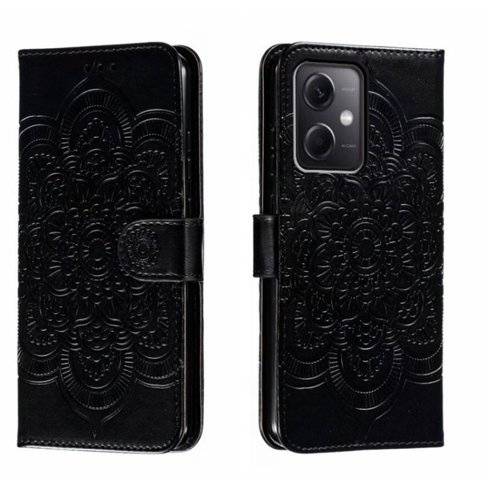 Estuche de cuero para teléfono con patrón de estampado Sun Mandala, For Xiaomi Redmi 10C, For Xiaomi Redmi 12C, For Xiaomi Redmi A1, For Xiaomi Redmi K50 Ultra, For Xiaomi Redmi K60, For Xiaomi Redmi Note 12 5G Global                                   ...