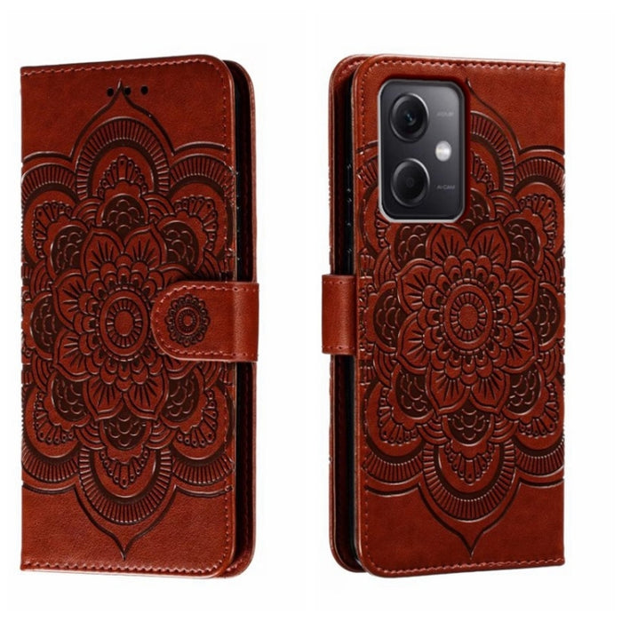 Estuche de cuero para teléfono con patrón de estampado Sun Mandala, For Xiaomi Redmi 10C, For Xiaomi Redmi 12C, For Xiaomi Redmi A1, For Xiaomi Redmi K50 Ultra, For Xiaomi Redmi K60, For Xiaomi Redmi Note 12 5G Global                                   ...