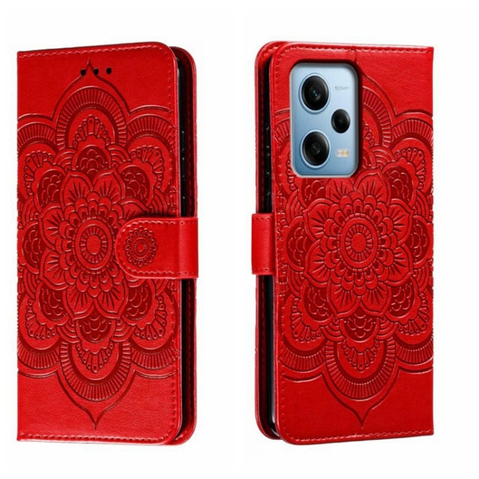 Estuche de cuero para teléfono con patrón de estampado Sun Mandala, For Xiaomi Redmi 10C, For Xiaomi Redmi 12C, For Xiaomi Redmi A1, For Xiaomi Redmi K50 Ultra, For Xiaomi Redmi K60, For Xiaomi Redmi Note 12 5G Global                                   ...