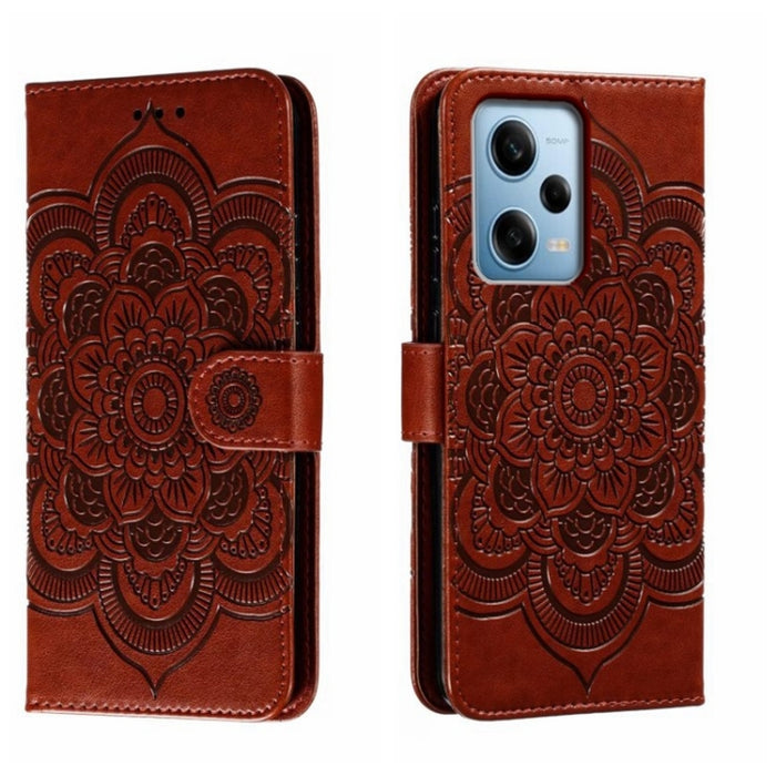 Estuche de cuero para teléfono con patrón de estampado Sun Mandala, For Xiaomi Redmi 10C, For Xiaomi Redmi 12C, For Xiaomi Redmi A1, For Xiaomi Redmi K50 Ultra, For Xiaomi Redmi K60, For Xiaomi Redmi Note 12 5G Global                                   ...
