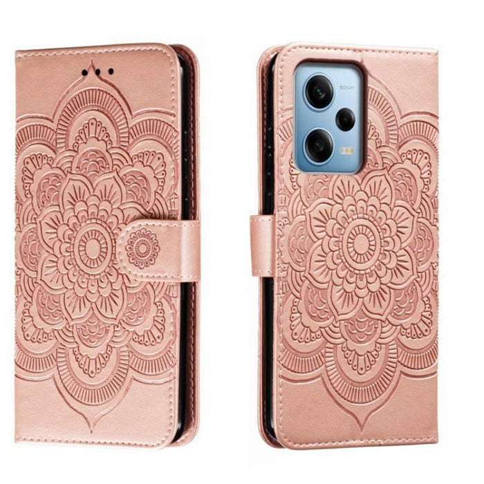 Estuche de cuero para teléfono con patrón de estampado Sun Mandala, For Xiaomi Redmi 10C, For Xiaomi Redmi 12C, For Xiaomi Redmi A1, For Xiaomi Redmi K50 Ultra, For Xiaomi Redmi K60, For Xiaomi Redmi Note 12 5G Global                                   ...