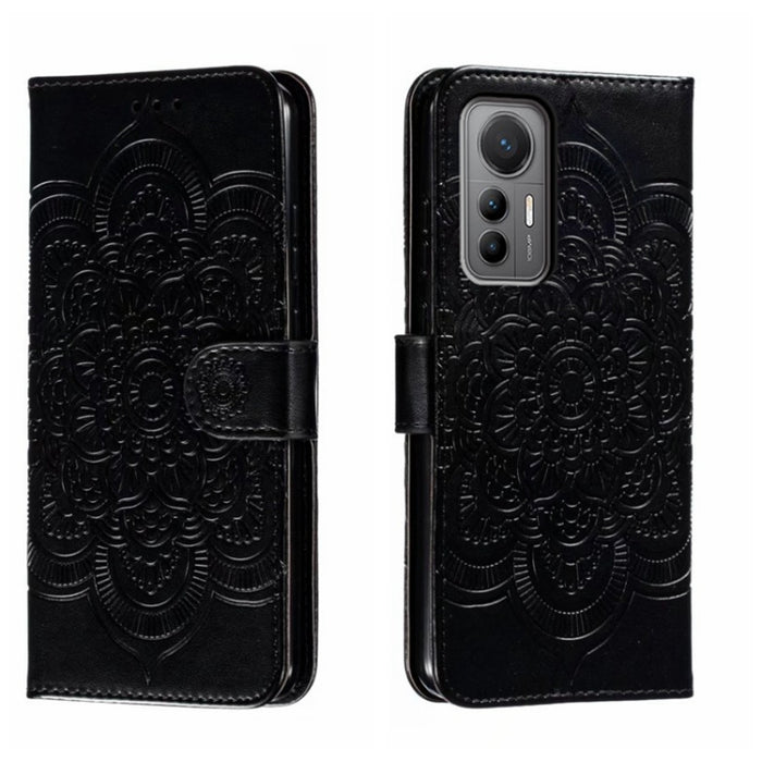 Estuche de cuero para teléfono con patrón de estampado Sun Mandala, For Xiaomi Redmi 10C, For Xiaomi Redmi 12C, For Xiaomi Redmi A1, For Xiaomi Redmi K50 Ultra, For Xiaomi Redmi K60, For Xiaomi Redmi Note 12 5G Global                                   ...