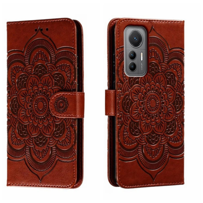 Estuche de cuero para teléfono con patrón de estampado Sun Mandala, For Xiaomi Redmi 10C, For Xiaomi Redmi 12C, For Xiaomi Redmi A1, For Xiaomi Redmi K50 Ultra, For Xiaomi Redmi K60, For Xiaomi Redmi Note 12 5G Global                                   ...