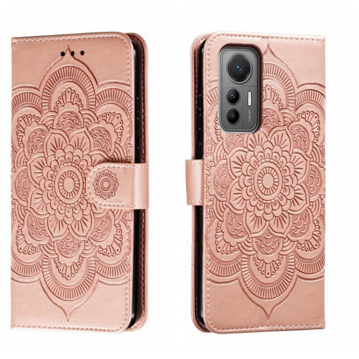 Estuche de cuero para teléfono con patrón de estampado Sun Mandala, For Xiaomi Redmi 10C, For Xiaomi Redmi 12C, For Xiaomi Redmi A1, For Xiaomi Redmi K50 Ultra, For Xiaomi Redmi K60, For Xiaomi Redmi Note 12 5G Global                                   ...