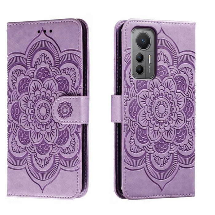 Estuche de cuero para teléfono con patrón de estampado Sun Mandala, For Xiaomi Redmi 10C, For Xiaomi Redmi 12C, For Xiaomi Redmi A1, For Xiaomi Redmi K50 Ultra, For Xiaomi Redmi K60, For Xiaomi Redmi Note 12 5G Global                                   ...