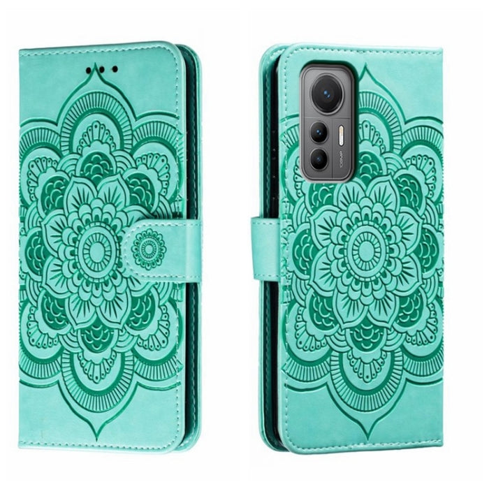 Estuche de cuero para teléfono con patrón de estampado Sun Mandala, For Xiaomi Redmi 10C, For Xiaomi Redmi 12C, For Xiaomi Redmi A1, For Xiaomi Redmi K50 Ultra, For Xiaomi Redmi K60, For Xiaomi Redmi Note 12 5G Global                                   ...