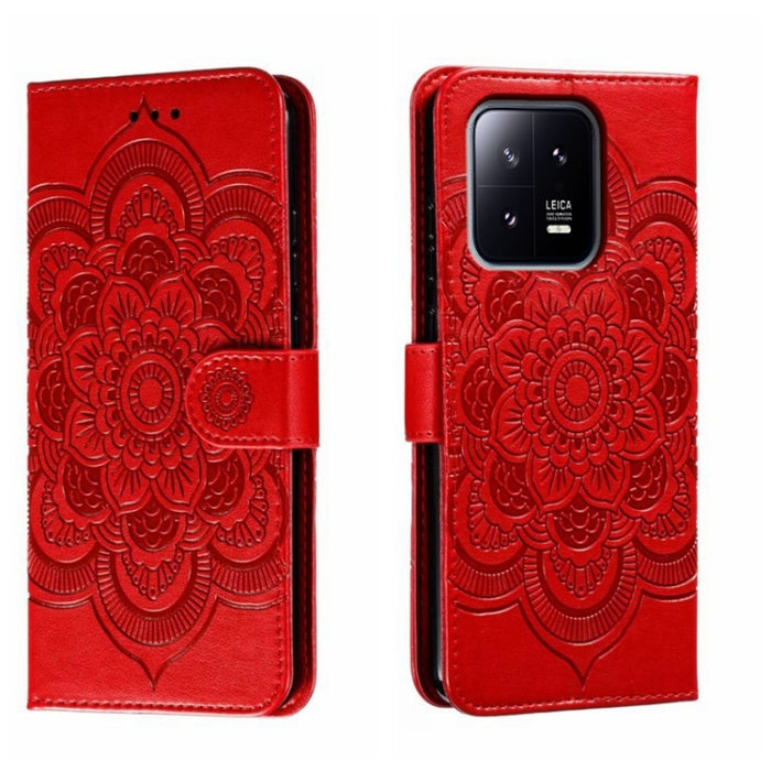 Estuche de cuero para teléfono con patrón de estampado Sun Mandala, For Xiaomi Redmi 10C, For Xiaomi Redmi 12C, For Xiaomi Redmi A1, For Xiaomi Redmi K50 Ultra, For Xiaomi Redmi K60, For Xiaomi Redmi Note 12 5G Global                                   ...