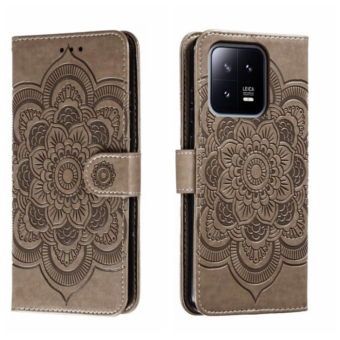 Estuche de cuero para teléfono con patrón de estampado Sun Mandala, For Xiaomi Redmi 10C, For Xiaomi Redmi 12C, For Xiaomi Redmi A1, For Xiaomi Redmi K50 Ultra, For Xiaomi Redmi K60, For Xiaomi Redmi Note 12 5G Global                                   ...