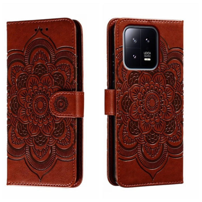 Estuche de cuero para teléfono con patrón de estampado Sun Mandala, For Xiaomi Redmi 10C, For Xiaomi Redmi 12C, For Xiaomi Redmi A1, For Xiaomi Redmi K50 Ultra, For Xiaomi Redmi K60, For Xiaomi Redmi Note 12 5G Global                                   ...