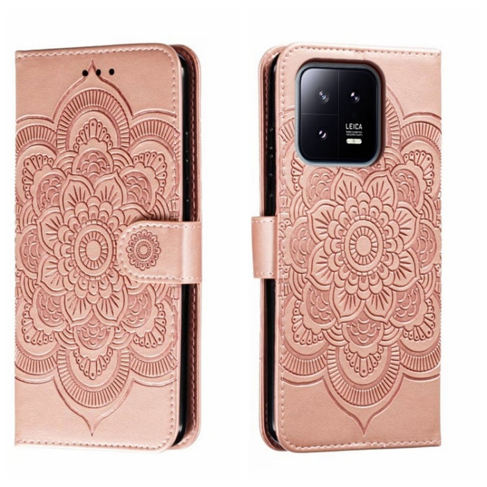 Estuche de cuero para teléfono con patrón de estampado Sun Mandala, For Xiaomi Redmi 10C, For Xiaomi Redmi 12C, For Xiaomi Redmi A1, For Xiaomi Redmi K50 Ultra, For Xiaomi Redmi K60, For Xiaomi Redmi Note 12 5G Global                                   ...