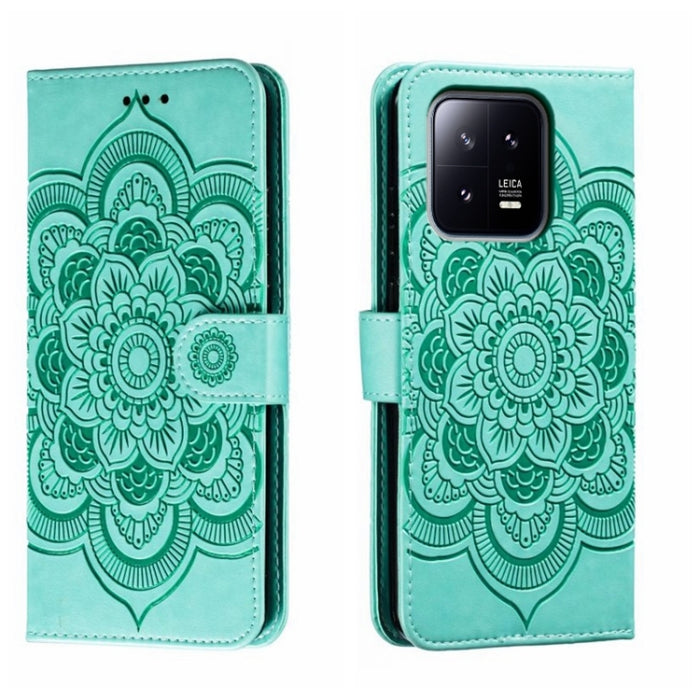 Estuche de cuero para teléfono con patrón de estampado Sun Mandala, For Xiaomi Redmi 10C, For Xiaomi Redmi 12C, For Xiaomi Redmi A1, For Xiaomi Redmi K50 Ultra, For Xiaomi Redmi K60, For Xiaomi Redmi Note 12 5G Global                                   ...