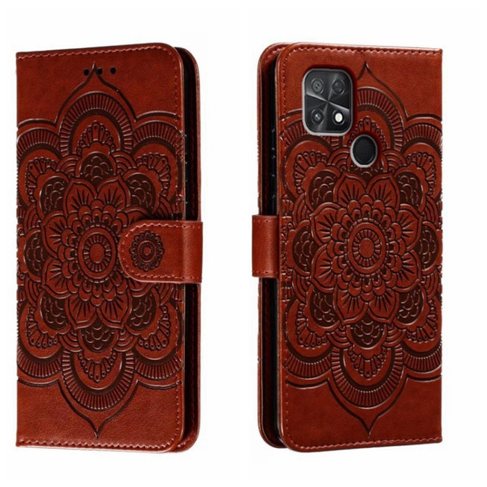 Estuche de cuero para teléfono con patrón de estampado Sun Mandala, For Xiaomi Redmi 10C, For Xiaomi Redmi 12C, For Xiaomi Redmi A1, For Xiaomi Redmi K50 Ultra, For Xiaomi Redmi K60, For Xiaomi Redmi Note 12 5G Global                                   ...