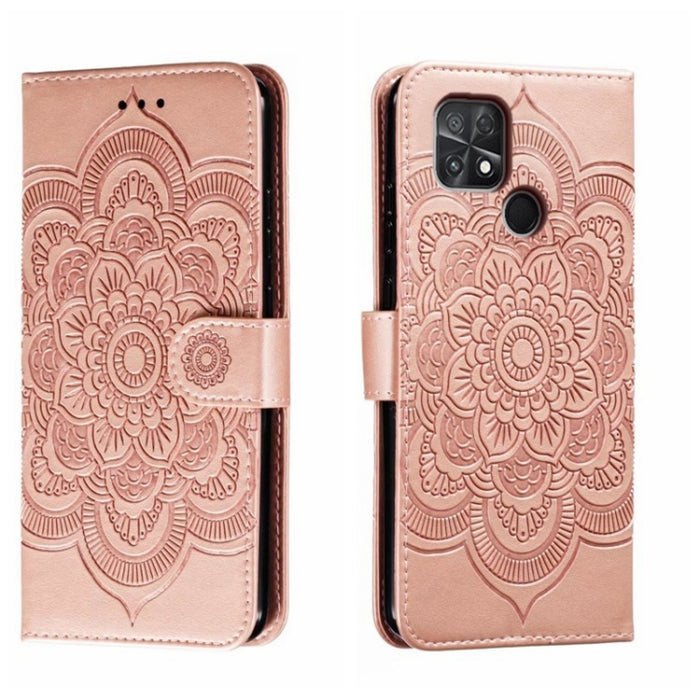 Estuche de cuero para teléfono con patrón de estampado Sun Mandala, For Xiaomi Redmi 10C, For Xiaomi Redmi 12C, For Xiaomi Redmi A1, For Xiaomi Redmi K50 Ultra, For Xiaomi Redmi K60, For Xiaomi Redmi Note 12 5G Global                                   ...