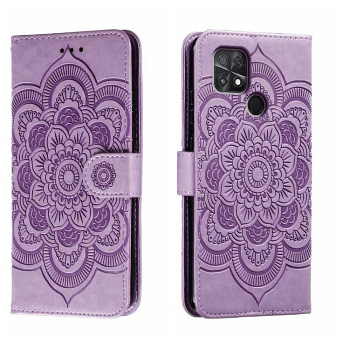 Estuche de cuero para teléfono con patrón de estampado Sun Mandala, For Xiaomi Redmi 10C, For Xiaomi Redmi 12C, For Xiaomi Redmi A1, For Xiaomi Redmi K50 Ultra, For Xiaomi Redmi K60, For Xiaomi Redmi Note 12 5G Global                                   ...