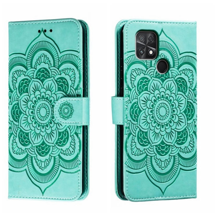 Estuche de cuero para teléfono con patrón de estampado Sun Mandala, For Xiaomi Redmi 10C, For Xiaomi Redmi 12C, For Xiaomi Redmi A1, For Xiaomi Redmi K50 Ultra, For Xiaomi Redmi K60, For Xiaomi Redmi Note 12 5G Global                                   ...