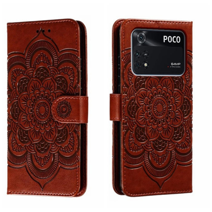 Estuche de cuero para teléfono con patrón de estampado Sun Mandala, For Xiaomi Redmi 10C, For Xiaomi Redmi 12C, For Xiaomi Redmi A1, For Xiaomi Redmi K50 Ultra, For Xiaomi Redmi K60, For Xiaomi Redmi Note 12 5G Global                                   ...