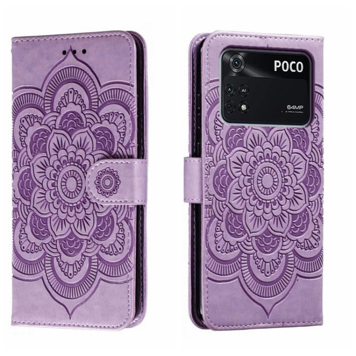 Estuche de cuero para teléfono con patrón de estampado Sun Mandala, For Xiaomi Redmi 10C, For Xiaomi Redmi 12C, For Xiaomi Redmi A1, For Xiaomi Redmi K50 Ultra, For Xiaomi Redmi K60, For Xiaomi Redmi Note 12 5G Global                                   ...