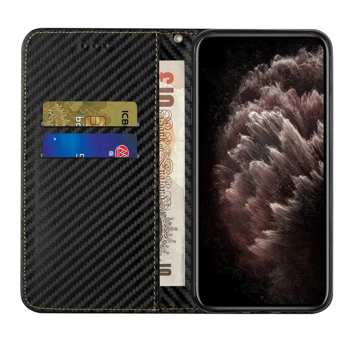 Caja de teléfono de cuero con tapa magnética de textura de fibra de carbono, For Samsung Galaxy A24 4G, For Xiaomi Redmi 12C, For Xiaomi Redmi Note 12 4G Global, For Xiaomi Redmi Note 12 5G Global/Poco X5, For Xiaomi Redmi Note 12 Pro 5G/Poco X5 Pro