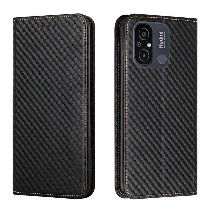 Caja de teléfono de cuero con tapa magnética de textura de fibra de carbono, For Samsung Galaxy A24 4G, For Xiaomi Redmi 12C, For Xiaomi Redmi Note 12 4G Global, For Xiaomi Redmi Note 12 5G Global/Poco X5, For Xiaomi Redmi Note 12 Pro 5G/Poco X5 Pro