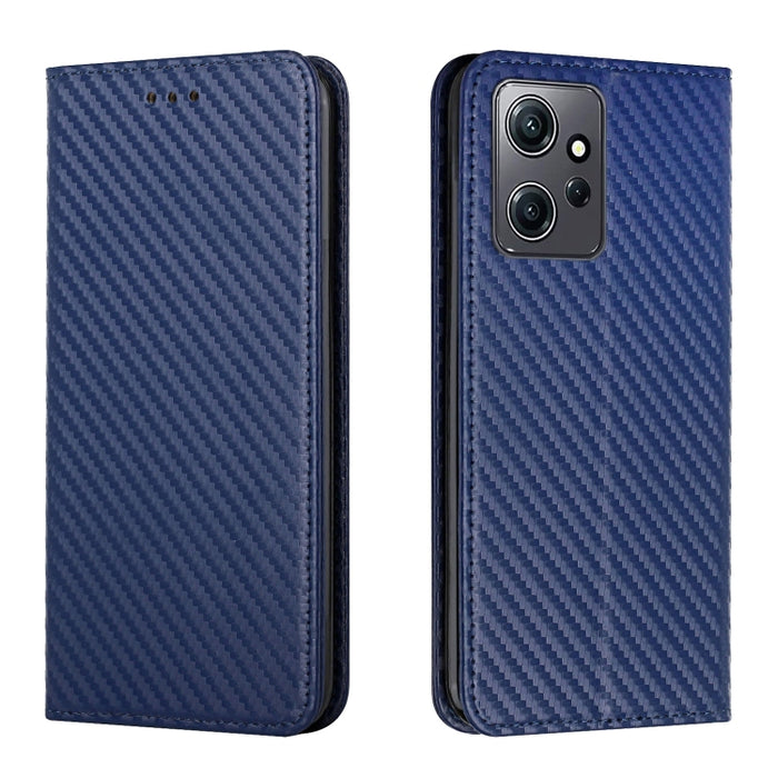 Caja de teléfono de cuero con tapa magnética de textura de fibra de carbono, For Samsung Galaxy A24 4G, For Xiaomi Redmi 12C, For Xiaomi Redmi Note 12 4G Global, For Xiaomi Redmi Note 12 5G Global/Poco X5, For Xiaomi Redmi Note 12 Pro 5G/Poco X5 Pro