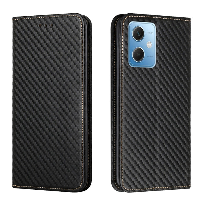 Caja de teléfono de cuero con tapa magnética de textura de fibra de carbono, For Samsung Galaxy A24 4G, For Xiaomi Redmi 12C, For Xiaomi Redmi Note 12 4G Global, For Xiaomi Redmi Note 12 5G Global/Poco X5, For Xiaomi Redmi Note 12 Pro 5G/Poco X5 Pro
