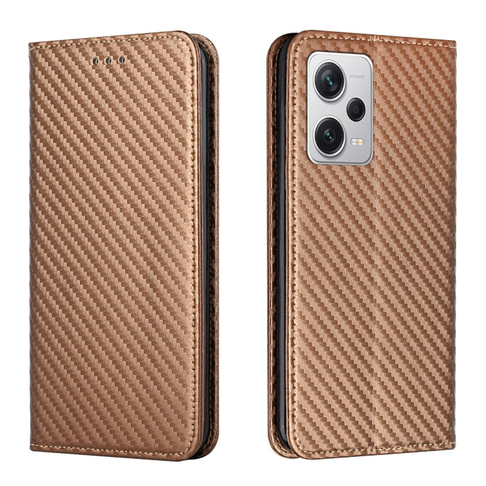 Caja de teléfono de cuero con tapa magnética de textura de fibra de carbono, For Samsung Galaxy A24 4G, For Xiaomi Redmi 12C, For Xiaomi Redmi Note 12 4G Global, For Xiaomi Redmi Note 12 5G Global/Poco X5, For Xiaomi Redmi Note 12 Pro 5G/Poco X5 Pro