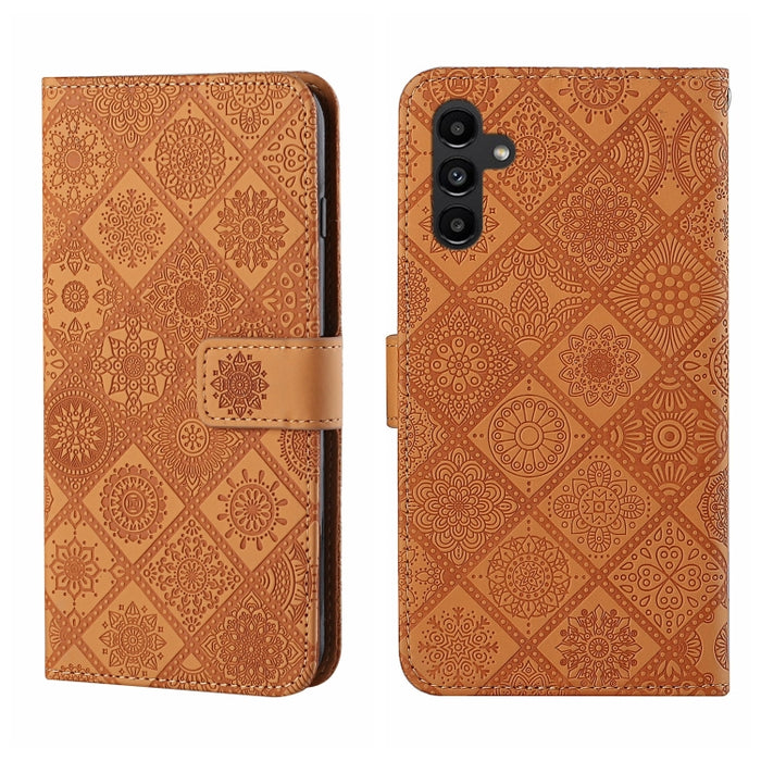 Estuche para teléfono de cuero con patrón en relieve de estilo étnico, For Samsung Galaxy A24 4G, For Xiaomi Redmi 12C, For Xiaomi Redmi Note 12 4G Global, For Xiaomi Redmi Note 12 5G Global/Poco X5, For Xiaomi Redmi Note 12 Pro 5G/Poco X5 Pro