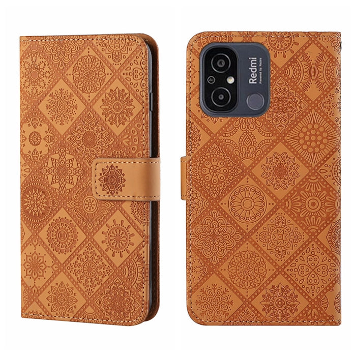 Estuche para teléfono de cuero con patrón en relieve de estilo étnico, For Samsung Galaxy A24 4G, For Xiaomi Redmi 12C, For Xiaomi Redmi Note 12 4G Global, For Xiaomi Redmi Note 12 5G Global/Poco X5, For Xiaomi Redmi Note 12 Pro 5G/Poco X5 Pro