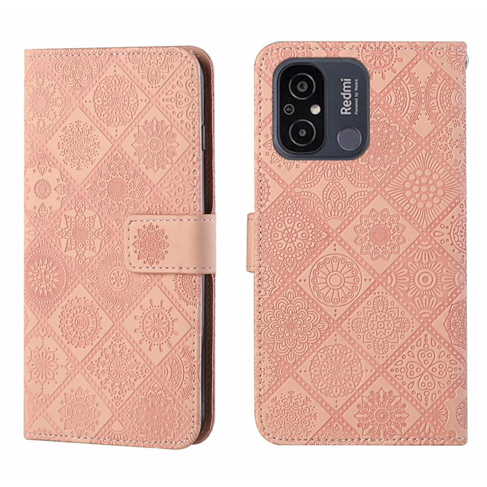 Estuche para teléfono de cuero con patrón en relieve de estilo étnico, For Samsung Galaxy A24 4G, For Xiaomi Redmi 12C, For Xiaomi Redmi Note 12 4G Global, For Xiaomi Redmi Note 12 5G Global/Poco X5, For Xiaomi Redmi Note 12 Pro 5G/Poco X5 Pro