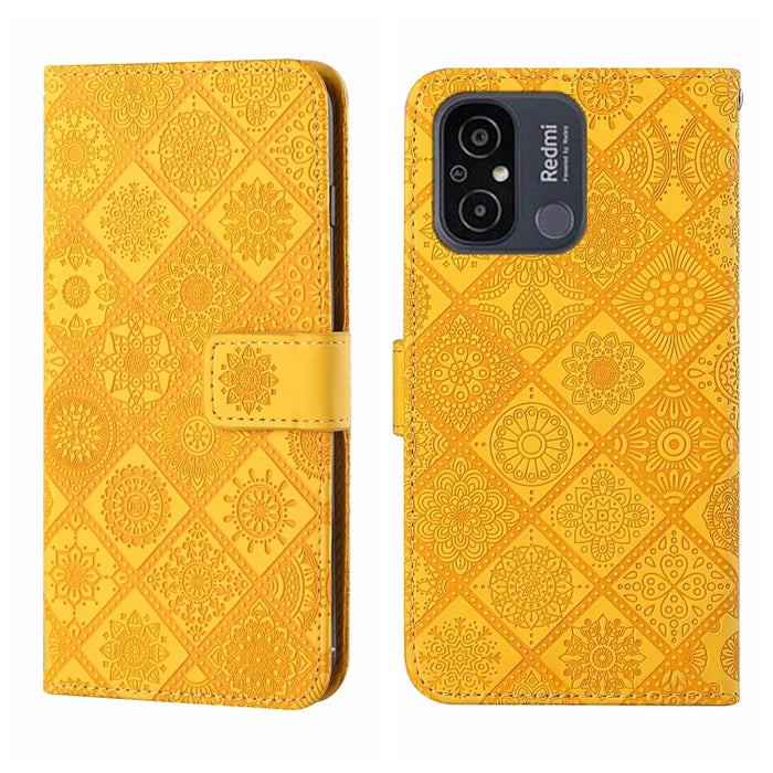 Estuche para teléfono de cuero con patrón en relieve de estilo étnico, For Samsung Galaxy A24 4G, For Xiaomi Redmi 12C, For Xiaomi Redmi Note 12 4G Global, For Xiaomi Redmi Note 12 5G Global/Poco X5, For Xiaomi Redmi Note 12 Pro 5G/Poco X5 Pro