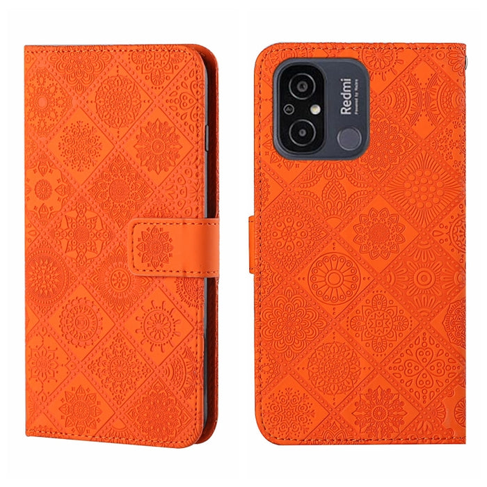 Estuche para teléfono de cuero con patrón en relieve de estilo étnico, For Samsung Galaxy A24 4G, For Xiaomi Redmi 12C, For Xiaomi Redmi Note 12 4G Global, For Xiaomi Redmi Note 12 5G Global/Poco X5, For Xiaomi Redmi Note 12 Pro 5G/Poco X5 Pro