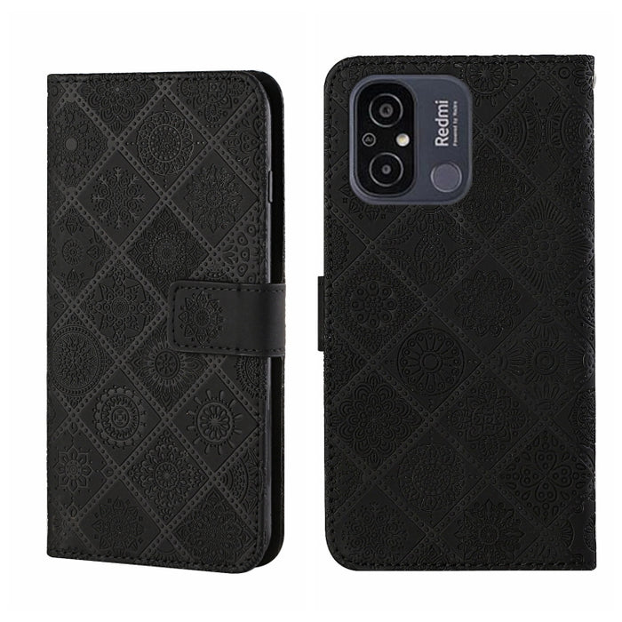 Estuche para teléfono de cuero con patrón en relieve de estilo étnico, For Samsung Galaxy A24 4G, For Xiaomi Redmi 12C, For Xiaomi Redmi Note 12 4G Global, For Xiaomi Redmi Note 12 5G Global/Poco X5, For Xiaomi Redmi Note 12 Pro 5G/Poco X5 Pro