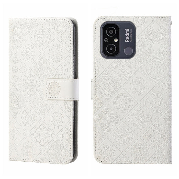 Estuche para teléfono de cuero con patrón en relieve de estilo étnico, For Samsung Galaxy A24 4G, For Xiaomi Redmi 12C, For Xiaomi Redmi Note 12 4G Global, For Xiaomi Redmi Note 12 5G Global/Poco X5, For Xiaomi Redmi Note 12 Pro 5G/Poco X5 Pro