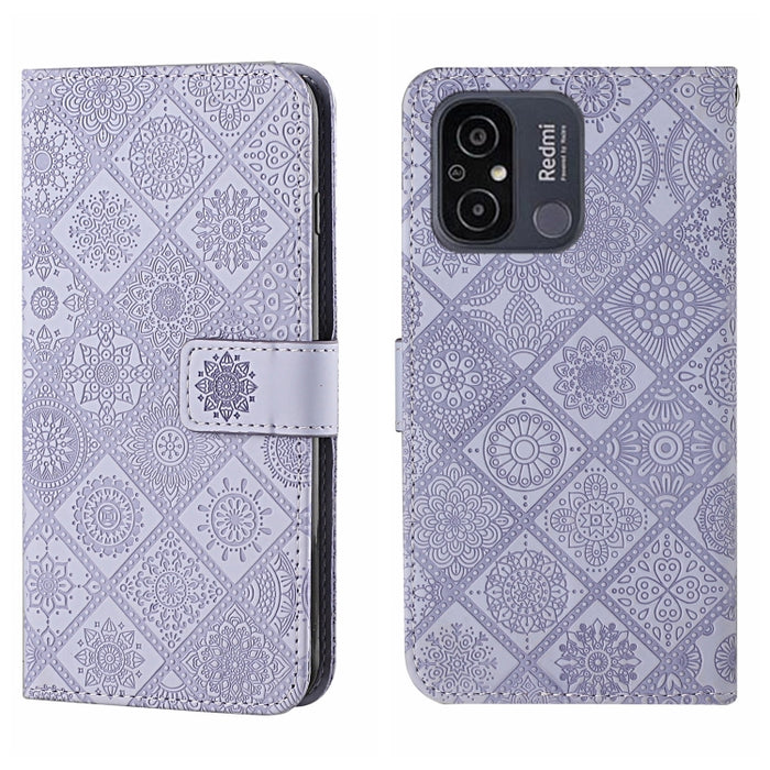 Estuche para teléfono de cuero con patrón en relieve de estilo étnico, For Samsung Galaxy A24 4G, For Xiaomi Redmi 12C, For Xiaomi Redmi Note 12 4G Global, For Xiaomi Redmi Note 12 5G Global/Poco X5, For Xiaomi Redmi Note 12 Pro 5G/Poco X5 Pro