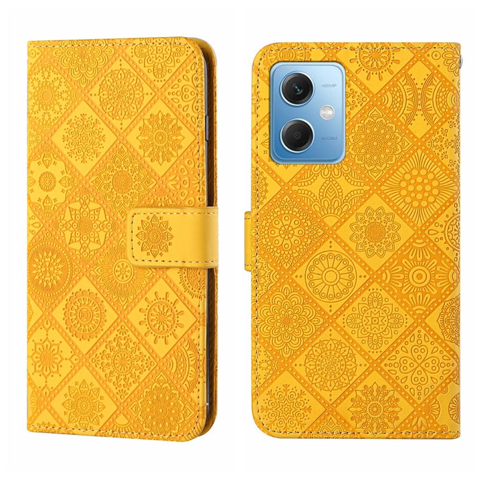 Estuche para teléfono de cuero con patrón en relieve de estilo étnico, For Samsung Galaxy A24 4G, For Xiaomi Redmi 12C, For Xiaomi Redmi Note 12 4G Global, For Xiaomi Redmi Note 12 5G Global/Poco X5, For Xiaomi Redmi Note 12 Pro 5G/Poco X5 Pro