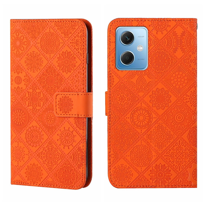 Estuche para teléfono de cuero con patrón en relieve de estilo étnico, For Samsung Galaxy A24 4G, For Xiaomi Redmi 12C, For Xiaomi Redmi Note 12 4G Global, For Xiaomi Redmi Note 12 5G Global/Poco X5, For Xiaomi Redmi Note 12 Pro 5G/Poco X5 Pro