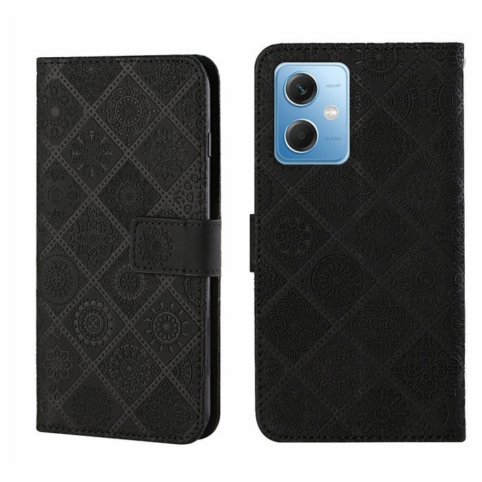 Estuche para teléfono de cuero con patrón en relieve de estilo étnico, For Samsung Galaxy A24 4G, For Xiaomi Redmi 12C, For Xiaomi Redmi Note 12 4G Global, For Xiaomi Redmi Note 12 5G Global/Poco X5, For Xiaomi Redmi Note 12 Pro 5G/Poco X5 Pro