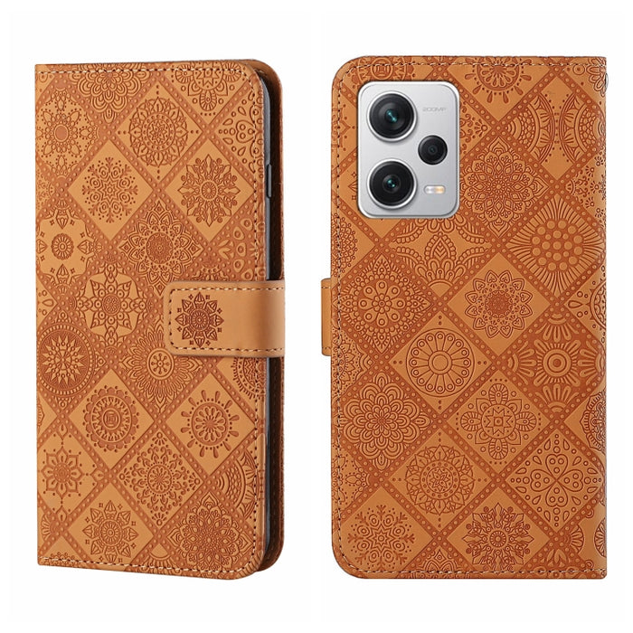 Estuche para teléfono de cuero con patrón en relieve de estilo étnico, For Samsung Galaxy A24 4G, For Xiaomi Redmi 12C, For Xiaomi Redmi Note 12 4G Global, For Xiaomi Redmi Note 12 5G Global/Poco X5, For Xiaomi Redmi Note 12 Pro 5G/Poco X5 Pro