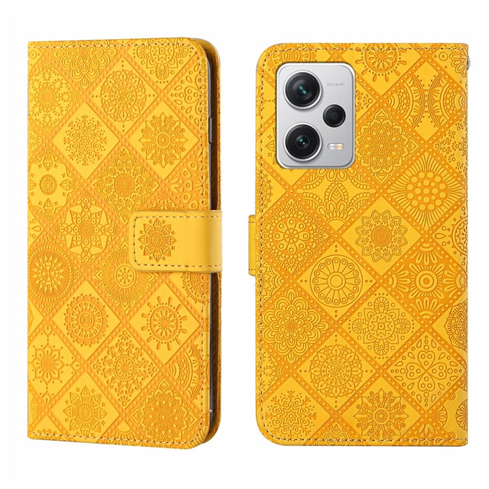 Estuche para teléfono de cuero con patrón en relieve de estilo étnico, For Samsung Galaxy A24 4G, For Xiaomi Redmi 12C, For Xiaomi Redmi Note 12 4G Global, For Xiaomi Redmi Note 12 5G Global/Poco X5, For Xiaomi Redmi Note 12 Pro 5G/Poco X5 Pro
