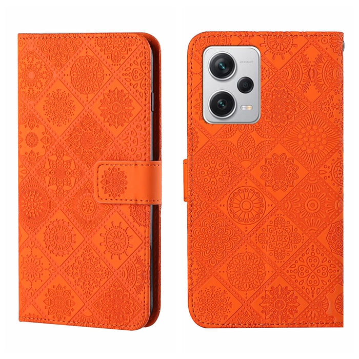 Estuche para teléfono de cuero con patrón en relieve de estilo étnico, For Samsung Galaxy A24 4G, For Xiaomi Redmi 12C, For Xiaomi Redmi Note 12 4G Global, For Xiaomi Redmi Note 12 5G Global/Poco X5, For Xiaomi Redmi Note 12 Pro 5G/Poco X5 Pro