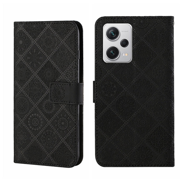 Estuche para teléfono de cuero con patrón en relieve de estilo étnico, For Samsung Galaxy A24 4G, For Xiaomi Redmi 12C, For Xiaomi Redmi Note 12 4G Global, For Xiaomi Redmi Note 12 5G Global/Poco X5, For Xiaomi Redmi Note 12 Pro 5G/Poco X5 Pro