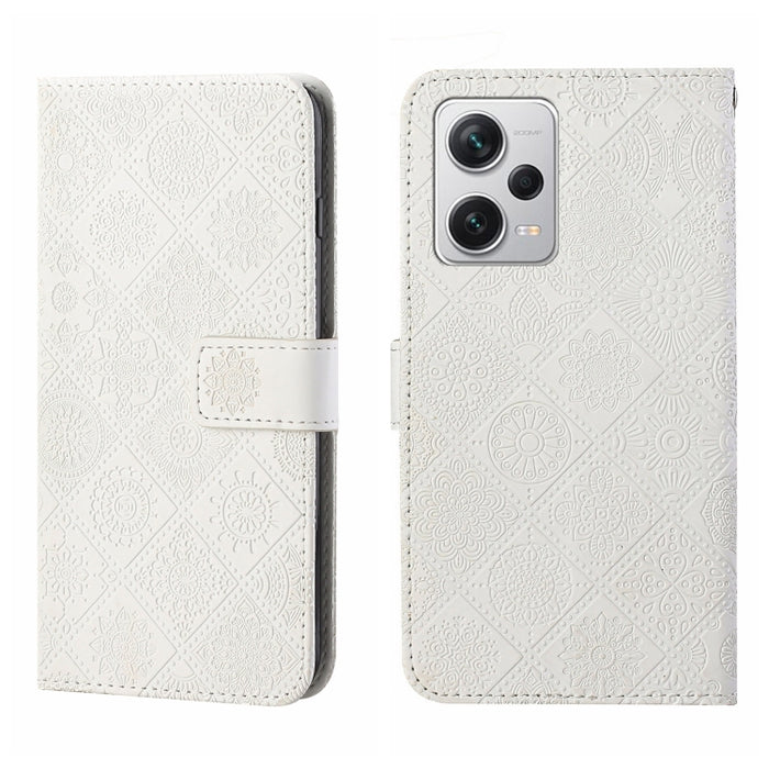 Estuche para teléfono de cuero con patrón en relieve de estilo étnico, For Samsung Galaxy A24 4G, For Xiaomi Redmi 12C, For Xiaomi Redmi Note 12 4G Global, For Xiaomi Redmi Note 12 5G Global/Poco X5, For Xiaomi Redmi Note 12 Pro 5G/Poco X5 Pro