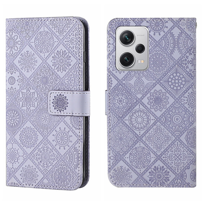 Estuche para teléfono de cuero con patrón en relieve de estilo étnico, For Samsung Galaxy A24 4G, For Xiaomi Redmi 12C, For Xiaomi Redmi Note 12 4G Global, For Xiaomi Redmi Note 12 5G Global/Poco X5, For Xiaomi Redmi Note 12 Pro 5G/Poco X5 Pro