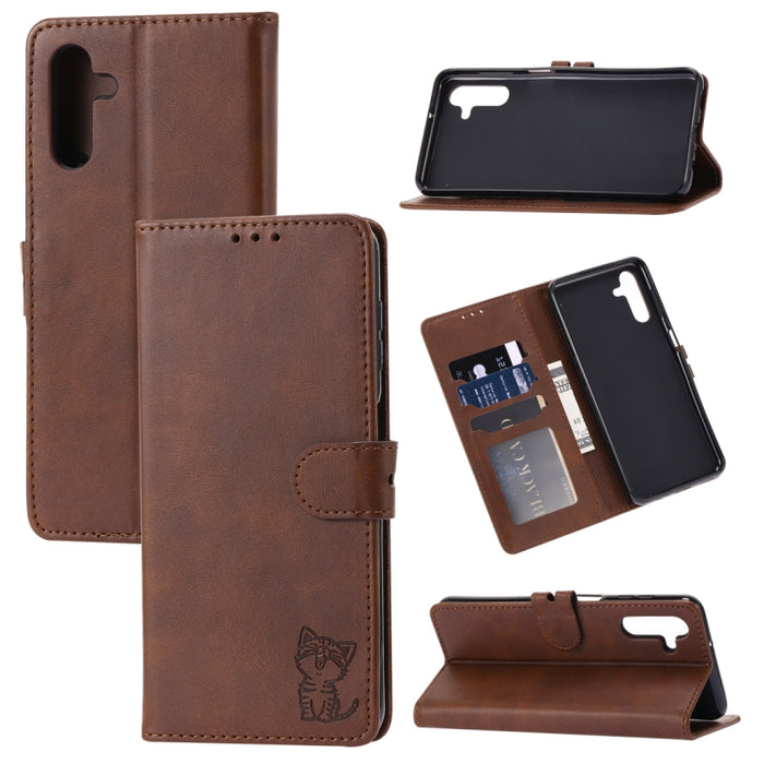 Funda de cuero para teléfono con diseño de gato feliz en relieve, For Xiaomi Redmi Note 12 5G Global, For Xiaomi Redmi Note 12 Pro 5G Global, For Xiaomi Redmi Note 12 Pro+ 5G Global, For Xiaomi 12T/12T Pro/Redmi K50 Ultra, For Xiaomi 13, For Xiaomi 13 ...