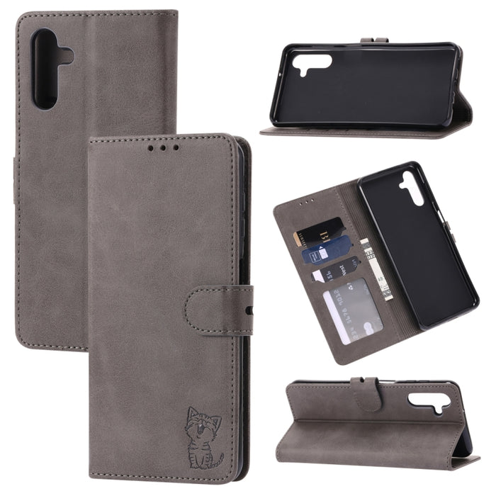 Funda de cuero para teléfono con diseño de gato feliz en relieve, For Xiaomi Redmi Note 12 5G Global, For Xiaomi Redmi Note 12 Pro 5G Global, For Xiaomi Redmi Note 12 Pro+ 5G Global, For Xiaomi 12T/12T Pro/Redmi K50 Ultra, For Xiaomi 13, For Xiaomi 13 ...