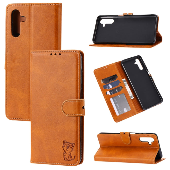 Funda de cuero para teléfono con diseño de gato feliz en relieve, For Xiaomi Redmi Note 12 5G Global, For Xiaomi Redmi Note 12 Pro 5G Global, For Xiaomi Redmi Note 12 Pro+ 5G Global, For Xiaomi 12T/12T Pro/Redmi K50 Ultra, For Xiaomi 13, For Xiaomi 13 ...