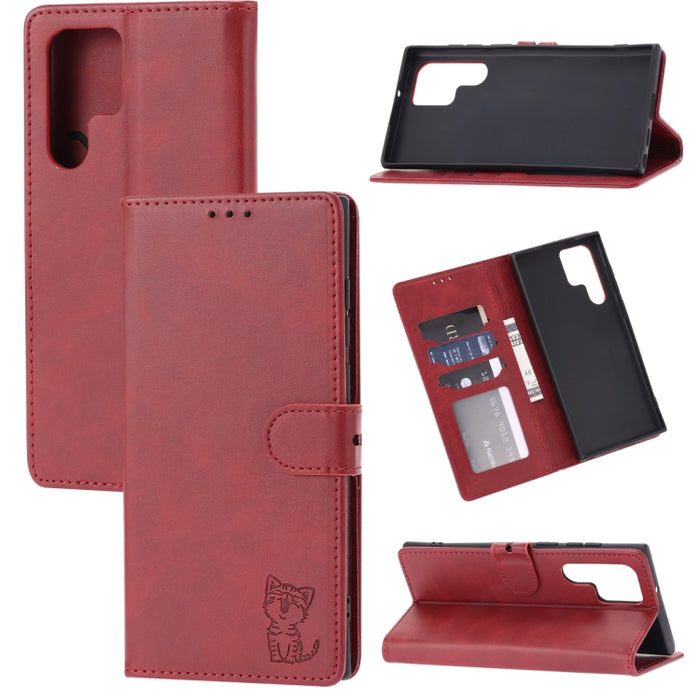 Funda de cuero para teléfono con diseño de gato feliz en relieve, For Xiaomi Redmi Note 12 5G Global, For Xiaomi Redmi Note 12 Pro 5G Global, For Xiaomi Redmi Note 12 Pro+ 5G Global, For Xiaomi 12T/12T Pro/Redmi K50 Ultra, For Xiaomi 13, For Xiaomi 13 ...