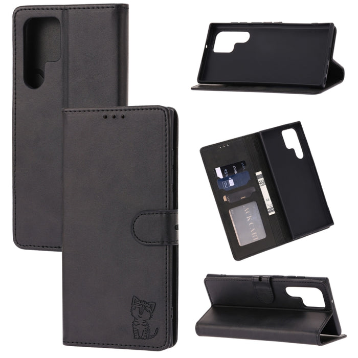 Funda de cuero para teléfono con diseño de gato feliz en relieve, For Xiaomi Redmi Note 12 5G Global, For Xiaomi Redmi Note 12 Pro 5G Global, For Xiaomi Redmi Note 12 Pro+ 5G Global, For Xiaomi 12T/12T Pro/Redmi K50 Ultra, For Xiaomi 13, For Xiaomi 13 ...
