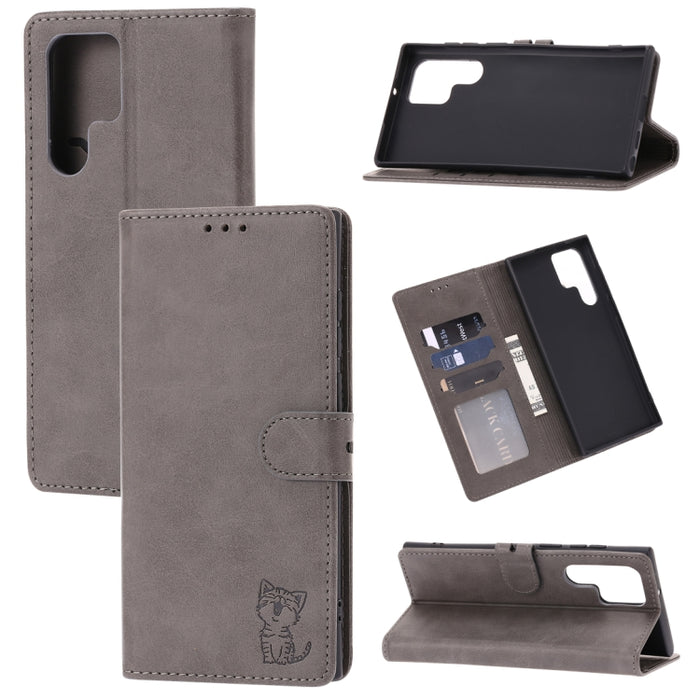 Funda de cuero para teléfono con diseño de gato feliz en relieve, For Xiaomi Redmi Note 12 5G Global, For Xiaomi Redmi Note 12 Pro 5G Global, For Xiaomi Redmi Note 12 Pro+ 5G Global, For Xiaomi 12T/12T Pro/Redmi K50 Ultra, For Xiaomi 13, For Xiaomi 13 ...